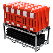 SET | with 20 panel fence | and 21 base plates | on storage and transport traverse | with lamp adapter | with red/white foil, type RA2/B | type of barrier NOX red